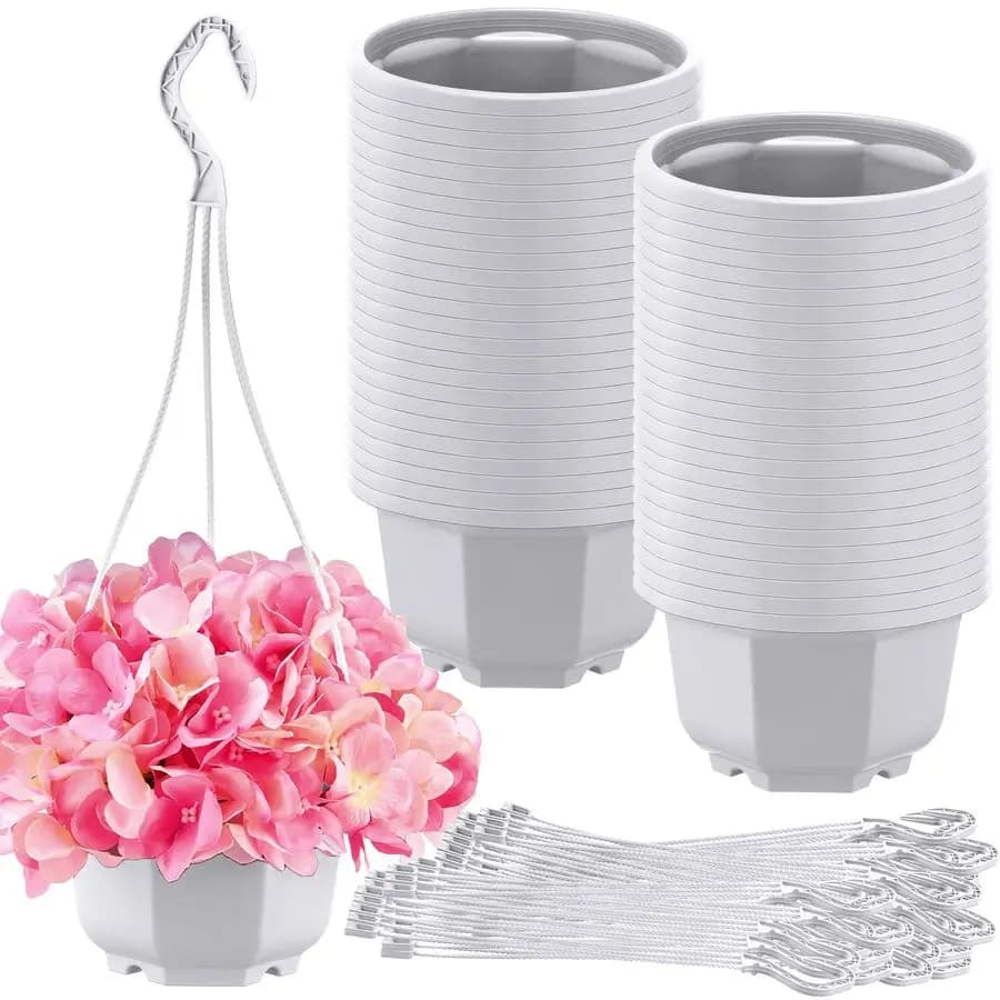 50 Pieces 5.9 Plastic Vase with Hooks, Exterior Plant Baskets, Garden and Home Suspended Vase