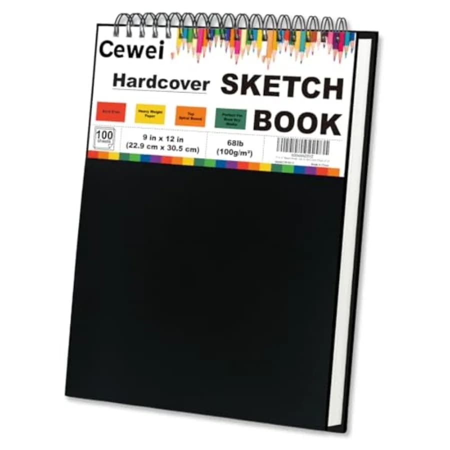 Sketch Book, Top Spiral Sketchbook, 100 Sheets Sketch Pad, 68 lb/100 GSM Drawing Paper Pad, Drawing Pad for,Artist Sketchbook f