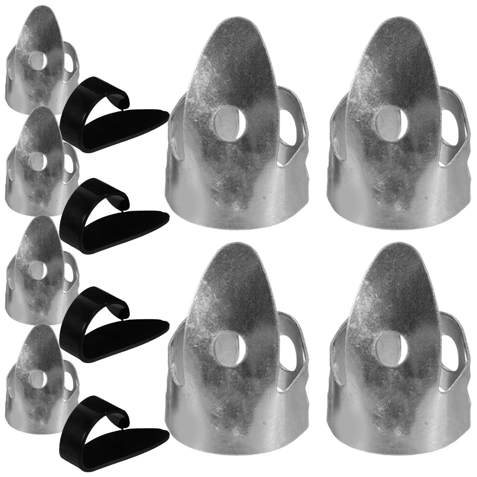 Set di 12 Plettri in Metallo Resistenti per Dita e Pollici, Comodi, Senza Sbavature, Riutilizzabili, Leggeri, Confezione Assortita