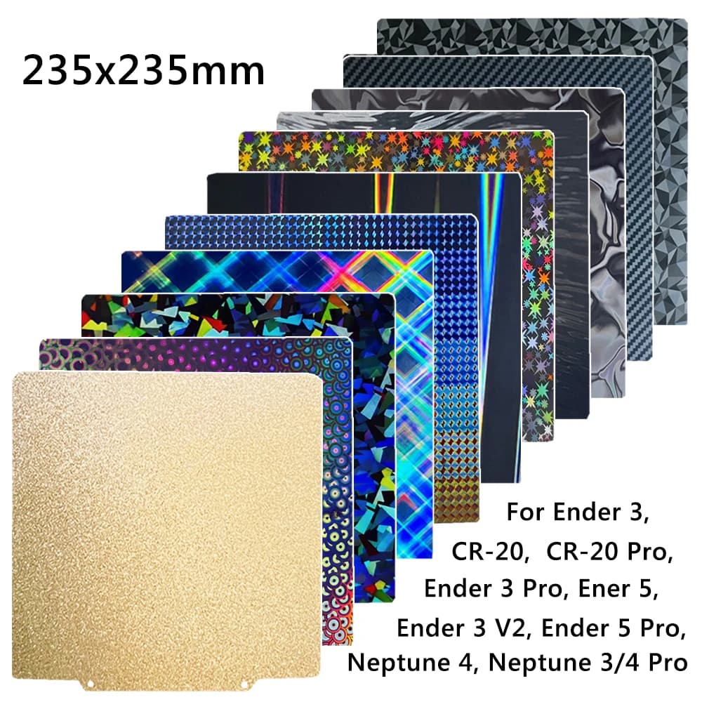 Piastra di costruzione Lamiera PEI Ender 3, Ender 5, 235x235 Lamiera di acciaio per molle di stampa fronte-retro per Elegoo Neptune 4 CR20 Ender 3 V2
