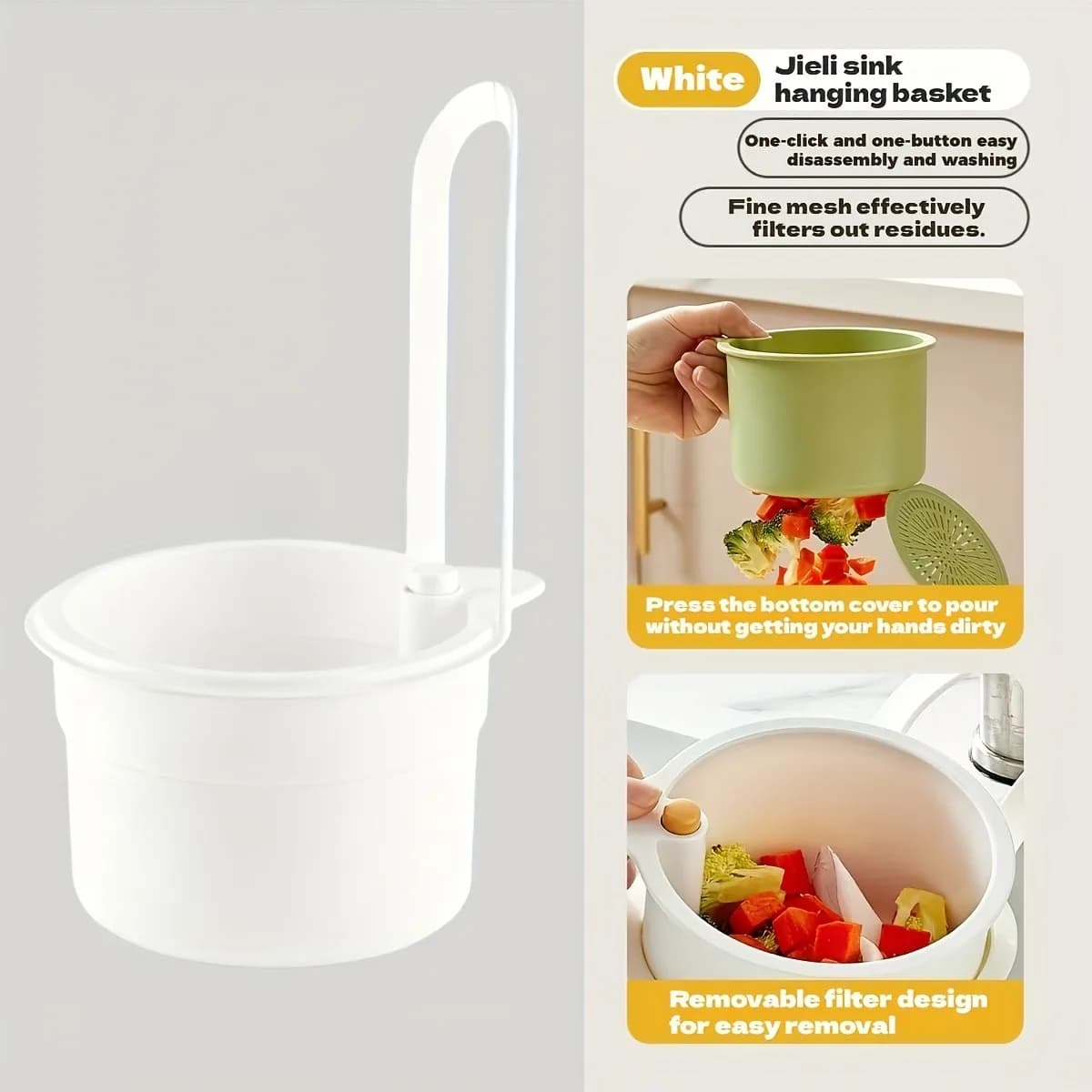 Cestello Sospeso per Lavello, Organizzatore Multifunzionale da Cucina con Diversi Stili per il Filtraggio dei Rifiuti