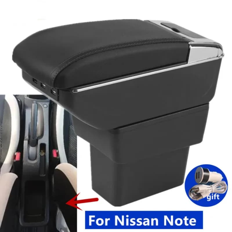 Per Nissan Note E-Power 2016-2024: Scatola portaoggetti per bracciolo centrale con portabicchieri, accessorio auto dedicato per retrofit interno