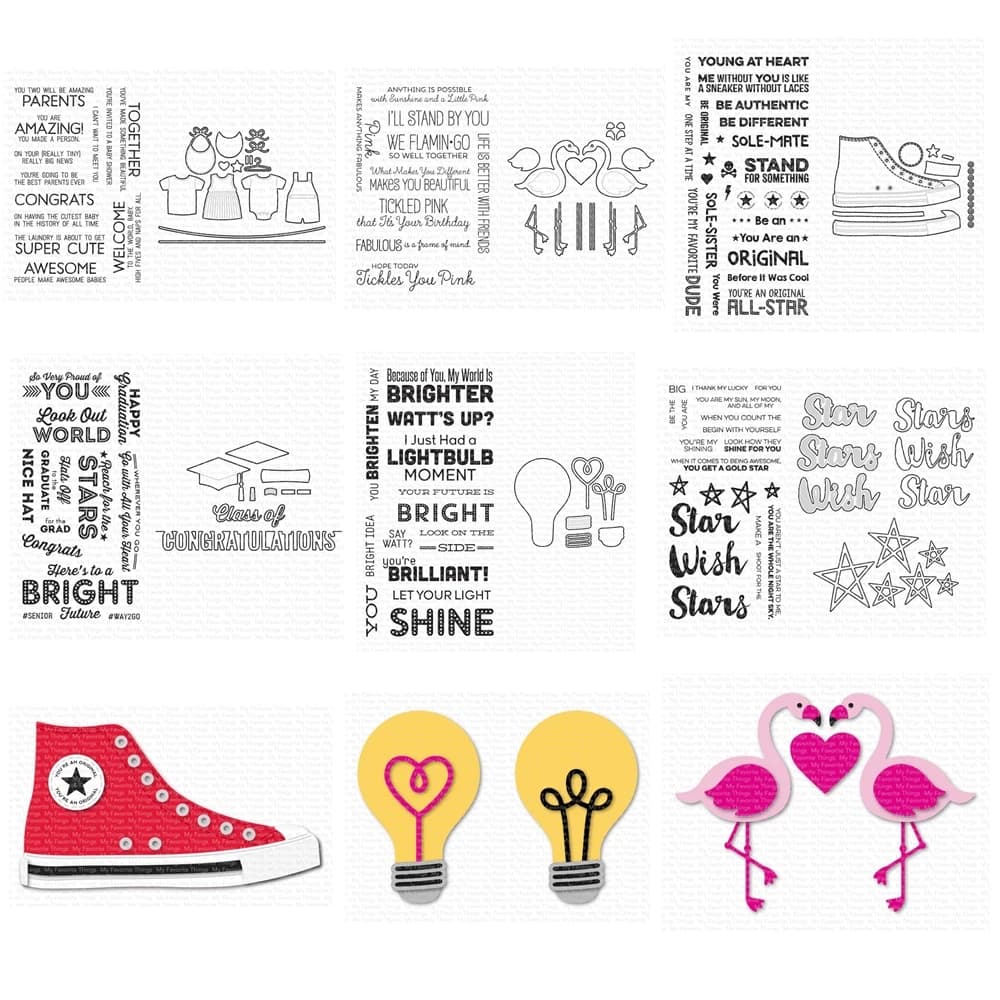 2024 nuove stelle fortunate auguri fenicotteri All-Star High Top accenti di laurea fustelle timbri trasparenti Scrapbooking Frame Card
