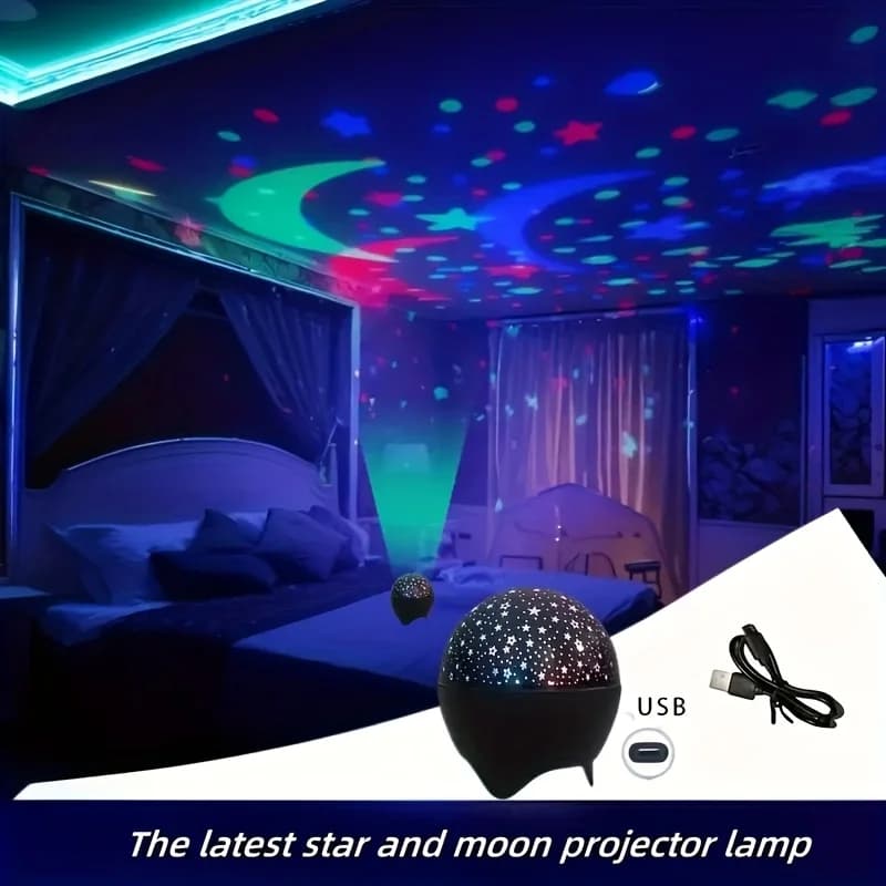 Luminous Sky Starry Moon Light Stroboscopic Colorful Night Lights USB Decoration for Party Gift Galaxiessia for Children's Room