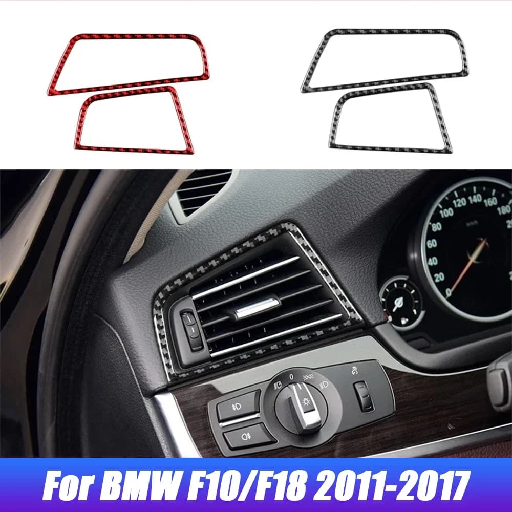 Per BMW Serie 5 F10 F18 2011-2017 Accessori Cruscotto per auto in fibra di carbonio Prese d'aria sinistra e destra Trim Cover Telaio Adesivi