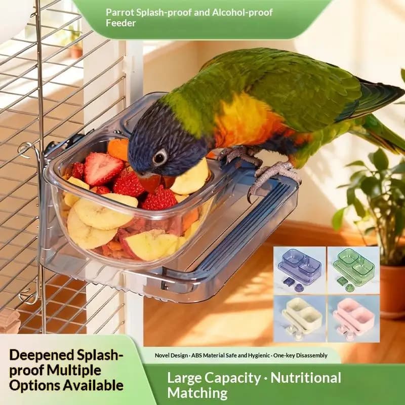 Parrot Double Bowl Large Capacity Feeder Splash Proof Hanging Food Bowl Bird Feeding Water Bowl Pet Supplies Accessories