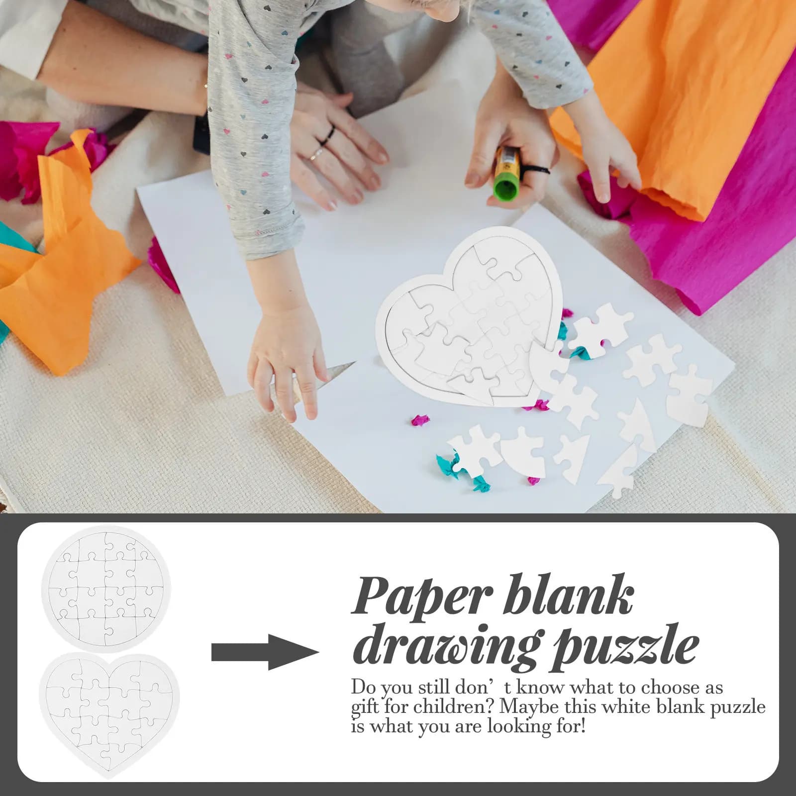 10 Pezzi Puzzle di Carta Vuoti per Bambini, per Disegno e Graffiti, Sublimazione, Materiali Creativi Educativi per l'Apprendimento Precoce