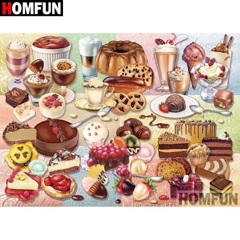 HOMFUN 5D Pittura Diamante FAI DA TE Pieno Quadrato/Rotondo Trapano "Torta dessert" Ricamo Punto Croce regalo Complementi Arredo Casa Regalo A09229