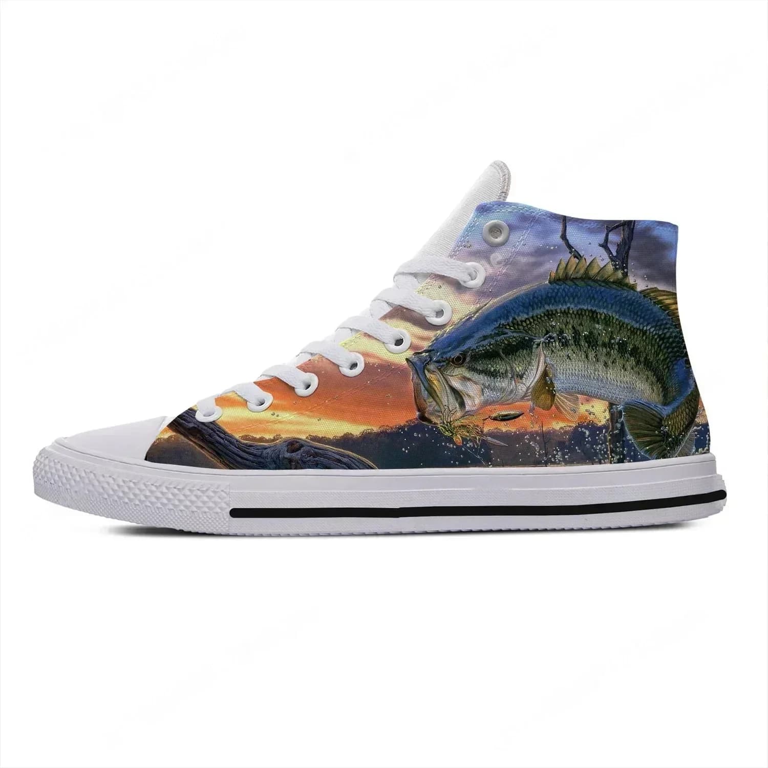 Fishing Animal High Top Sneakers Uomo Donna Adolescente Scarpe casual alla moda Scarpe da corsa in tela Scarpe leggere con stampa 3D