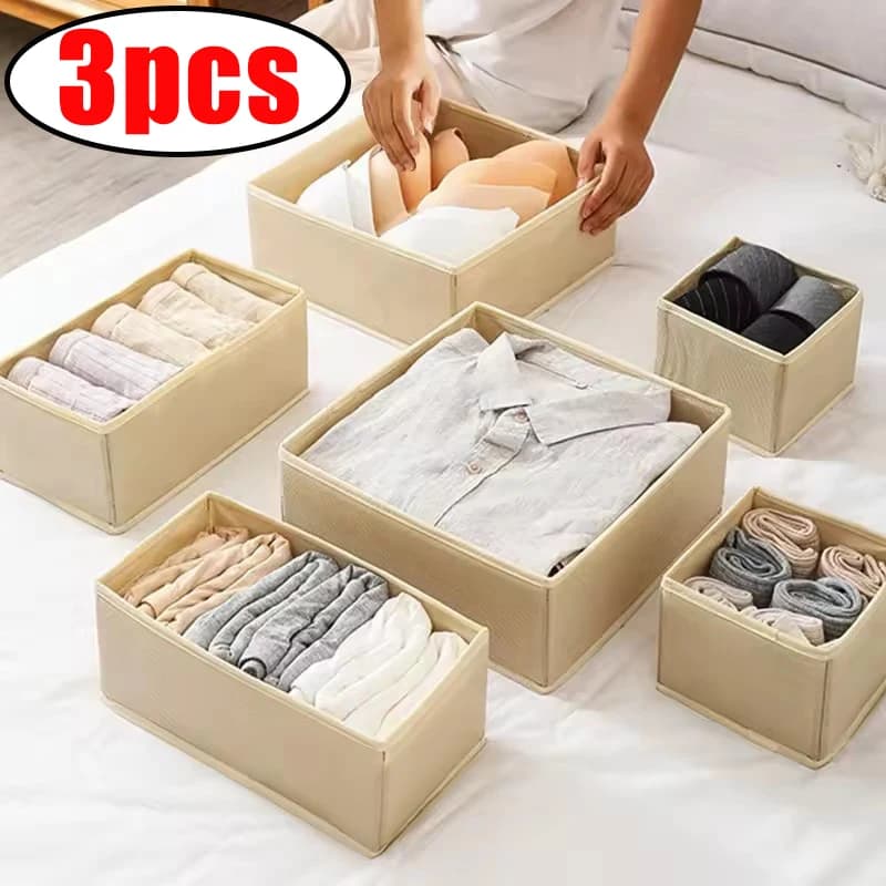 3pcs Underwear Organizers Of Cabinets Drawers Wardrobe Clothes Bra Organizer For Underwear Socks Pants Home Foldable Storage Box
