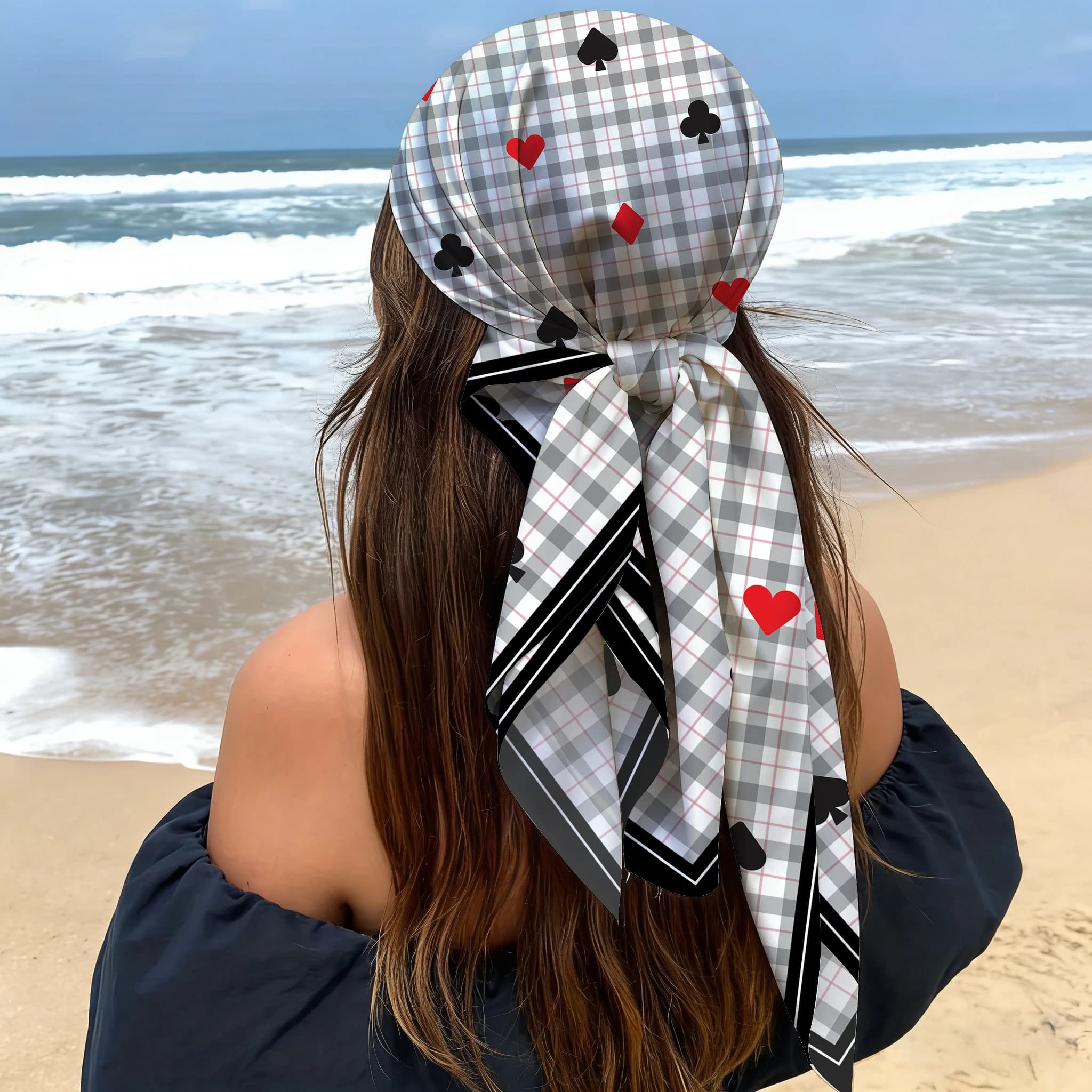 New Women's Square Scarf Abstract Silk Effect 90cm - Lightweight and Fashion Scarf for the Collo, Lightweight Copricapo