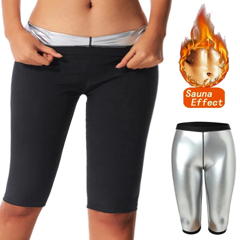 Pantaloni da sauna termici da donna Pantaloncini dimagranti Rivestimento agli ioni d'argento Body Shaper Vita Trainer Allenamento Palestra Leggings fitness Trimme