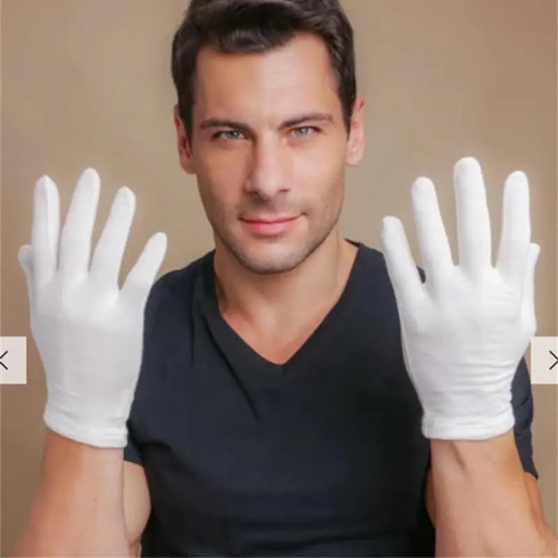 12 Paia di Guanti da Lavoro in Cotone Bianco per Mani Asciutte, Manipolazione Cerimoniale, Ispezione di Gioielli e Argento, Pulizia Domestica
