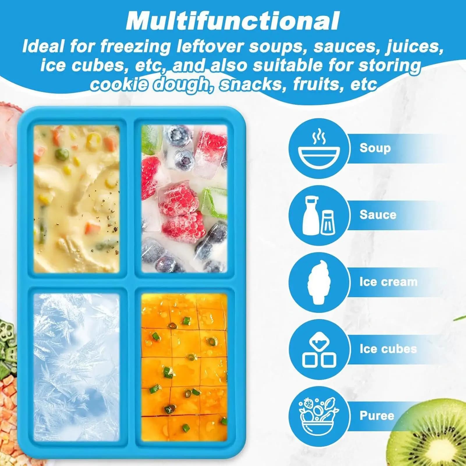Stampi per congelatore in silicone, strumento anti-odore di lunga durata, stampi per congelatore riutilizzabili per la casa, per amici e familiari, per cucinare cocktail