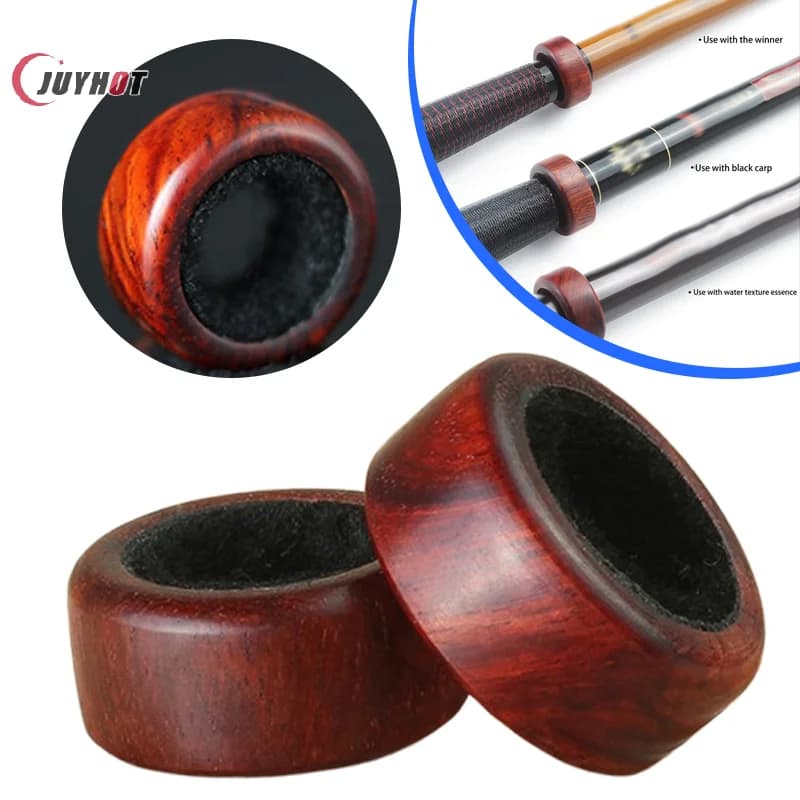 Sandalwood Fishing Rod Stopper Anti-skid Backstop Ring Solid Blood Sandalwood Fishing Pole Holder O-ring Rod Stop 5-9mm