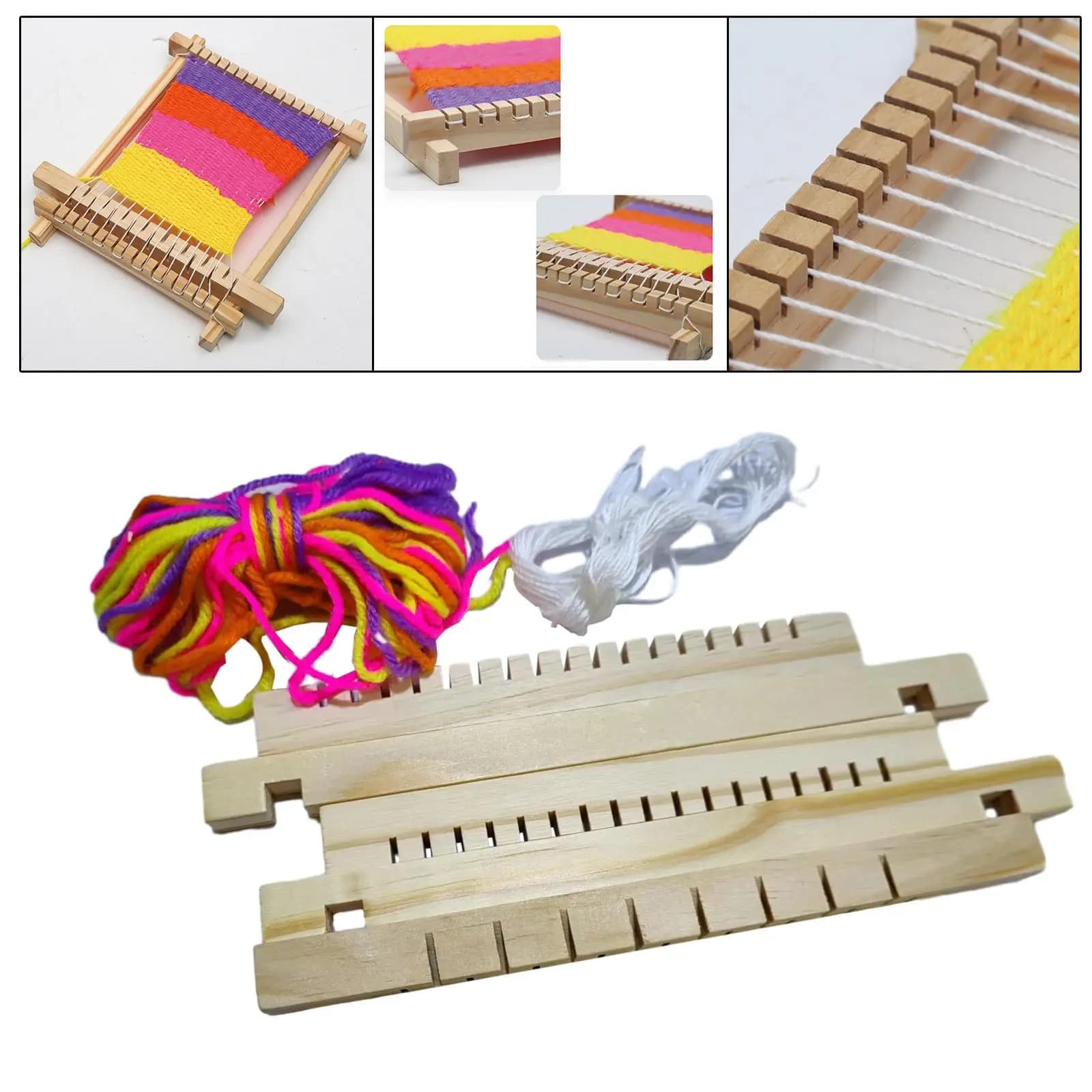 Kids Wooden Weaving Loom Hand Eye Coordination Multipurpose Wooden Multifunctional Weaving Loom for Children Kids Beginners