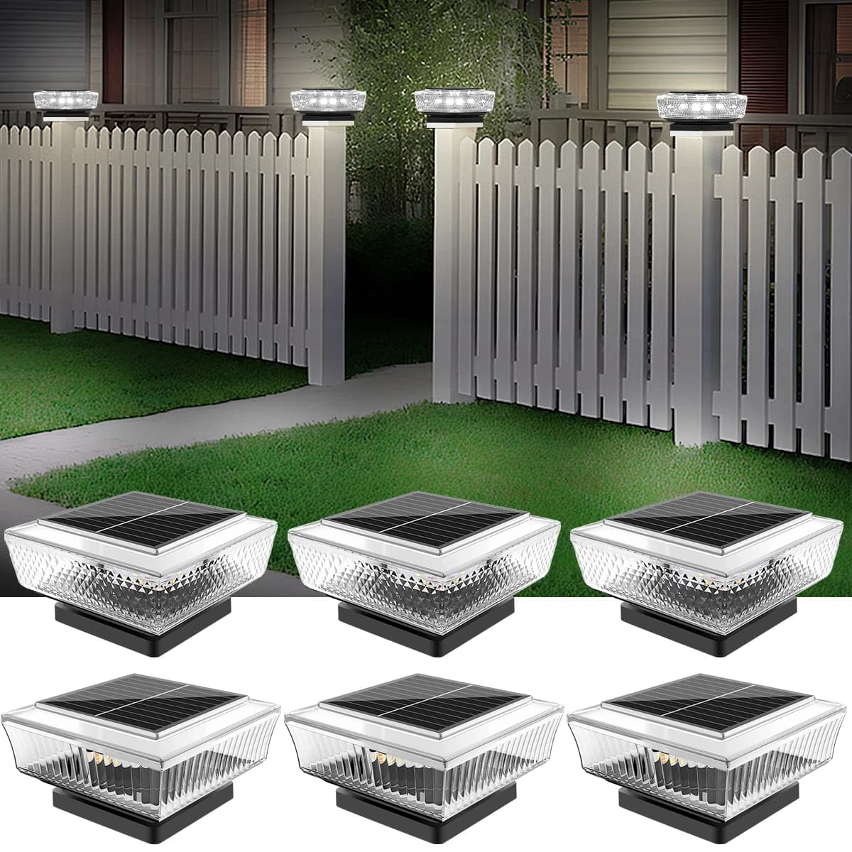 Outdoor Solar Pole Lights 2 Mode LED Fence Light Waterproof Solar Energy Light for Outdoor Wood Vinyl For Decoration