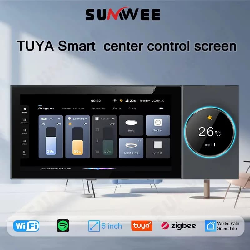 Pannello di controllo centrale multifunzionale Tuya Smart Home da 6 pollici Zigbee gateway Switch Controller Wifi Audio nell'amplificatore a parete