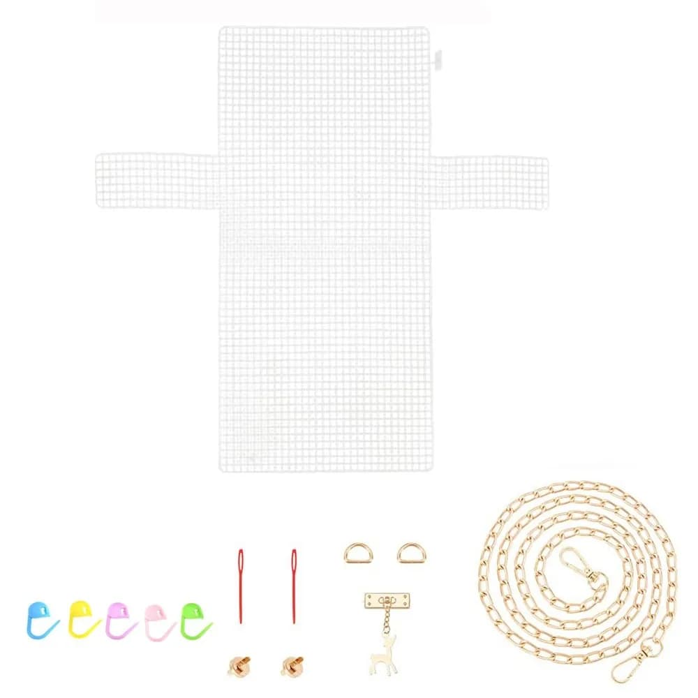 Bag Accessories Plastic Bag Mesh Grid Set Handmade White Crochet Bags Kit Acrylic Yarn Crafting Knit