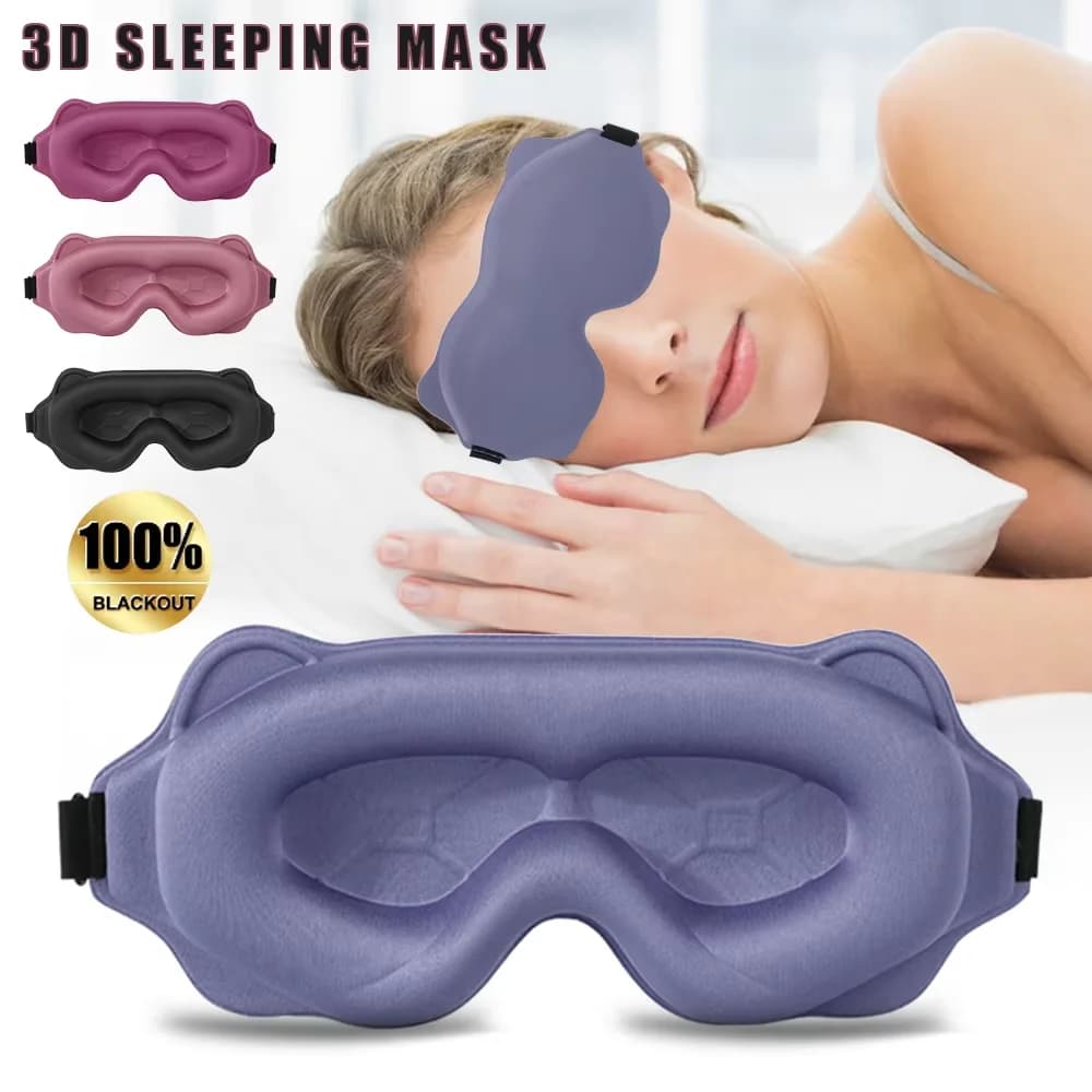 Mascherina per Dormire 3D, Ausilio per il Sonno, Benda per Occhi che Blocca la Luce, Portatile, Morbida in Memory Foam, Maschera Facciale, Design Tridimensionale Confortevole