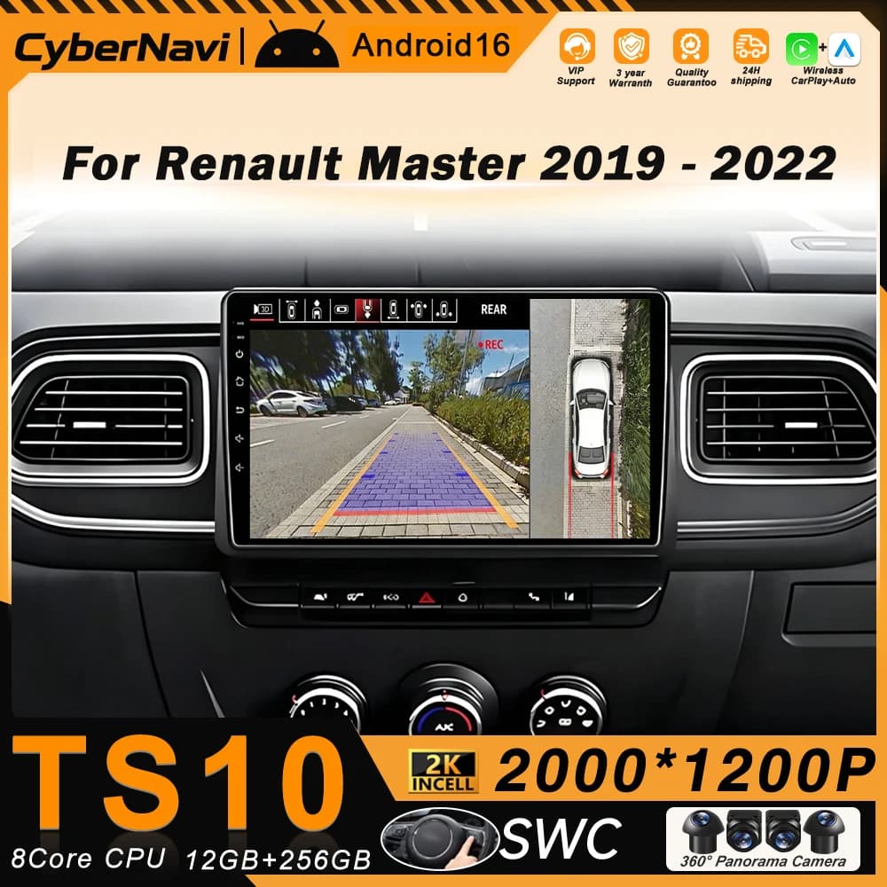 Android Wireles Carplay For Renault Master 2019 2020 2021 2022 Multimedia Video Player Navigation GPS Head Unit Stereo 2din DVD