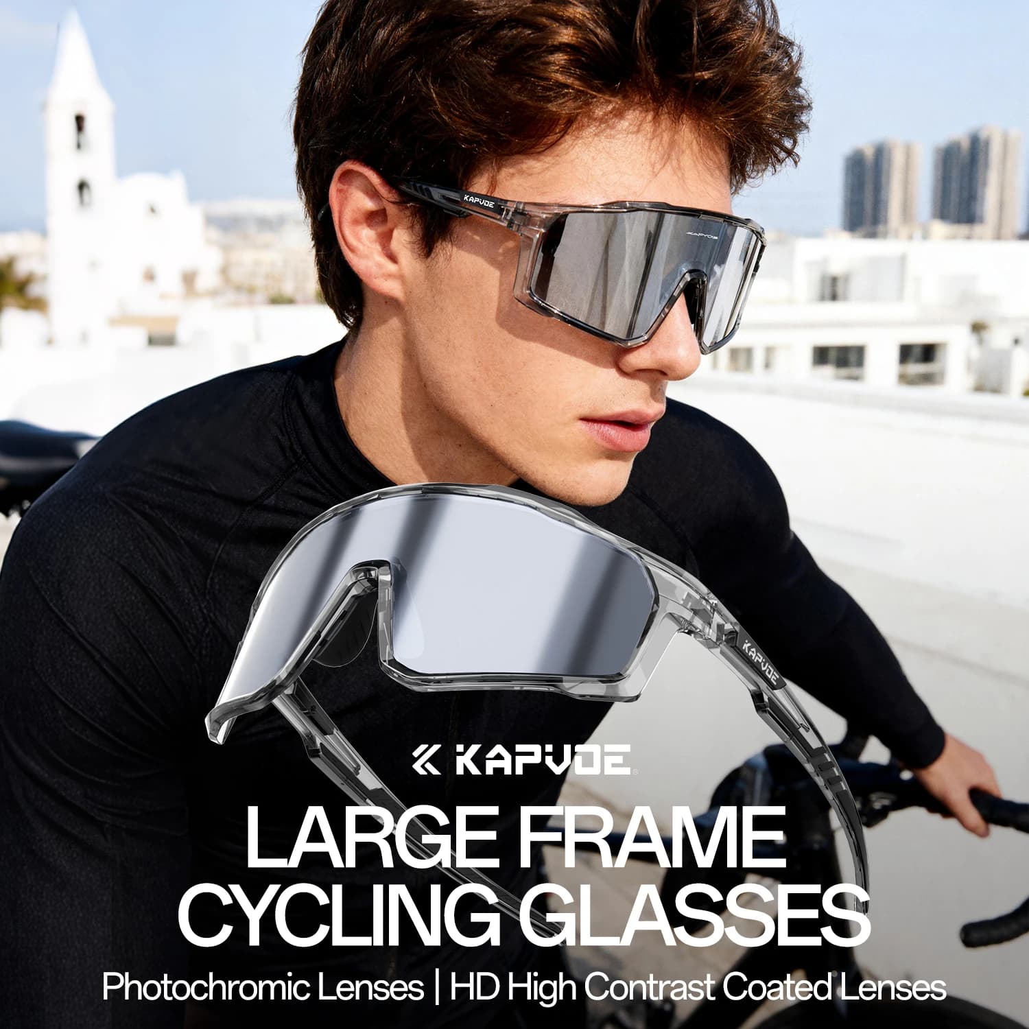 KAPVOE Men Photochromic Cycling Glasses Outdoor Sports Bicycle Windproof Goggles Hiking Eyewear Wilderness Adventure Sunglasses