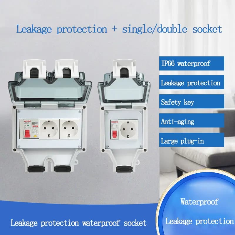 Outdoor waterproof box Type 86 waterproof with leak protection switch EU US UK External socket IP66 anti-spray