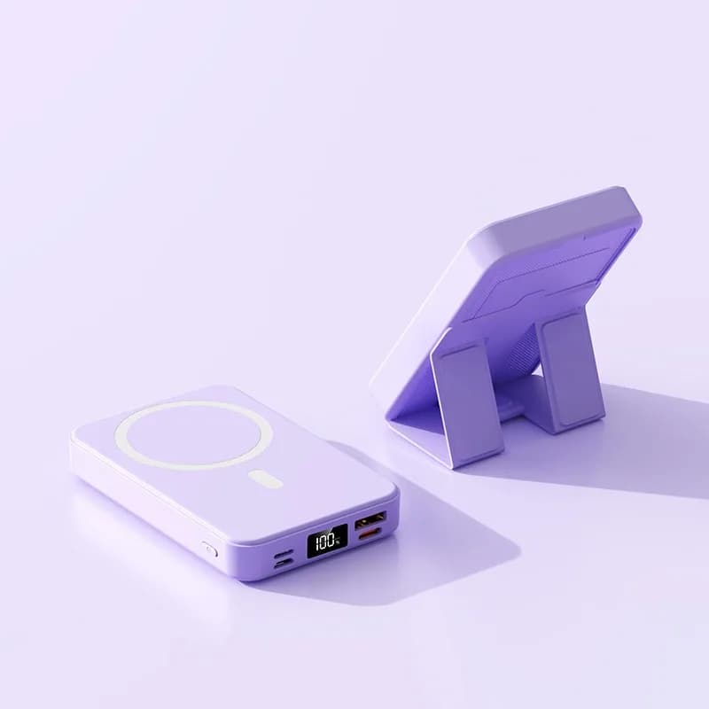Caricatore da viaggio portatile con supporto per telefono Powerbank per Magsafe iPhone AirPods Pro Caricatore wireless Batteria esterna Power bank