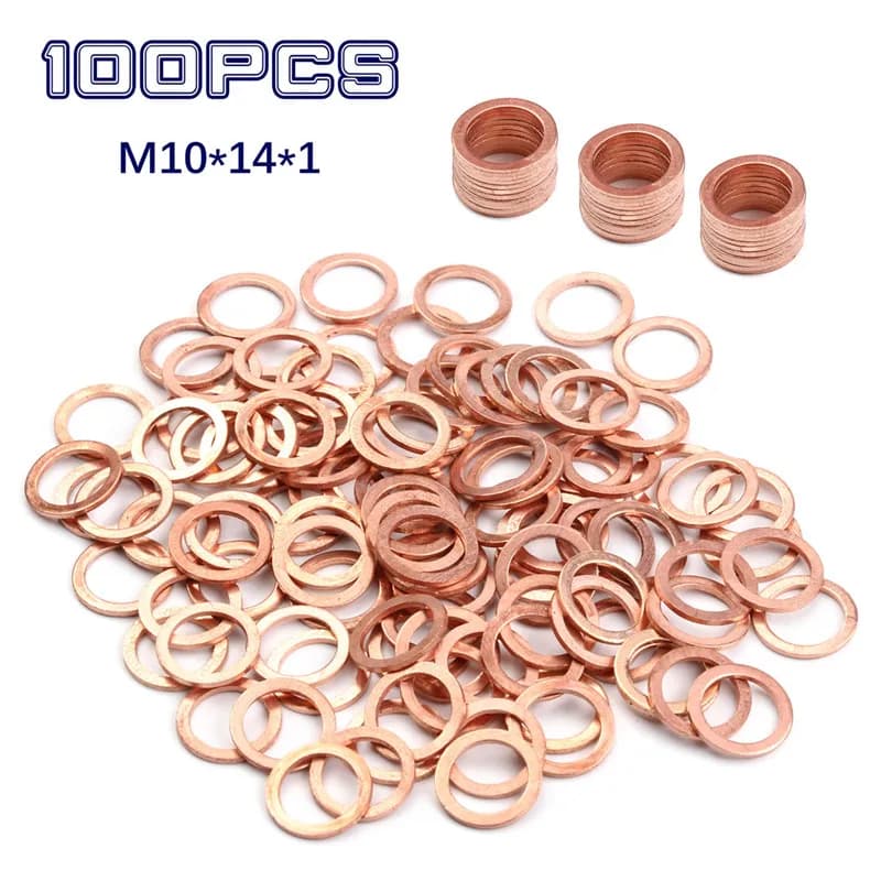 100/50pcs Rondelle di Rame Solido Anello Piatto Guarnizione Tappo di Coppa Raccordi Paraolio Rondelle di Fissaggio Hardware 10x14x1MM Mulit-Size