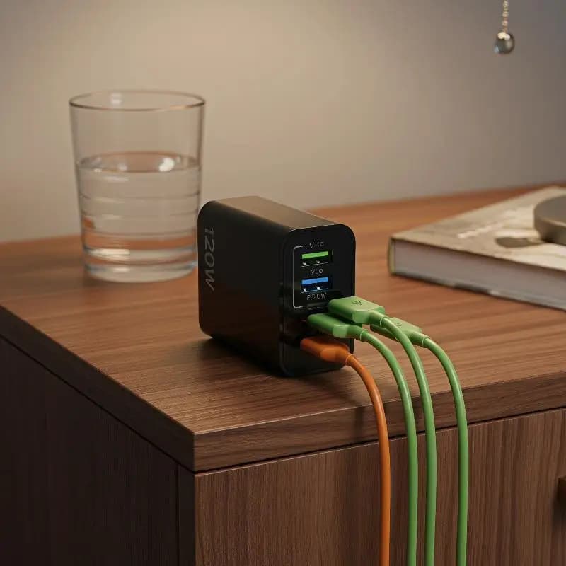 120W Fast Wall Charger 3 QC3.0 USB 2 PD Charging Ports Universal Power Adapter for Travel Home Office Use
