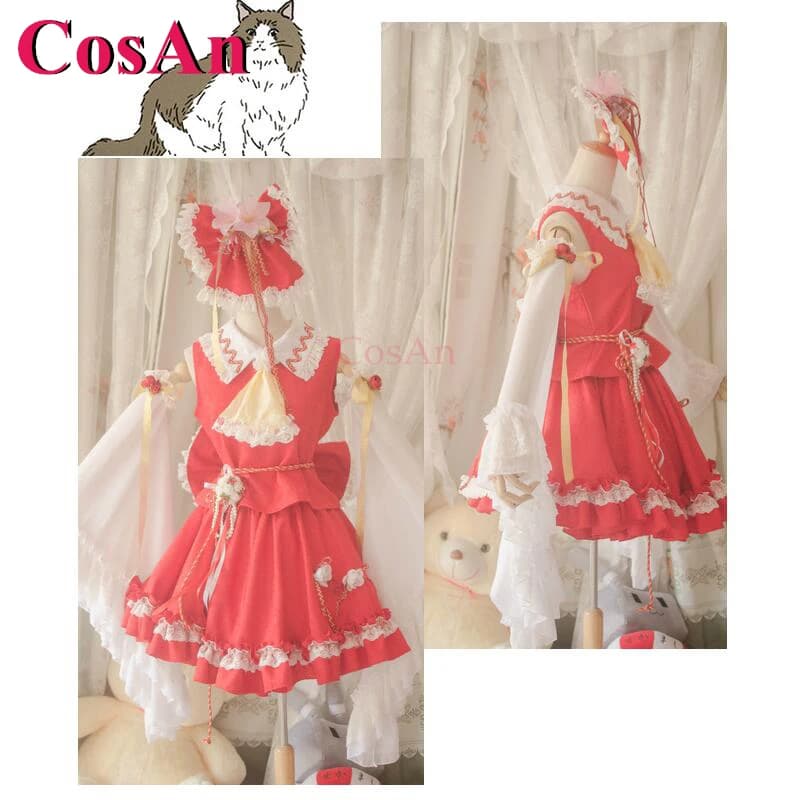 CosAn【Customized】Game Touhou Project Hakurei Reimu Cosplay Costumes Elegant Sweet Red Skirt Halloween Party Role Play Clothing