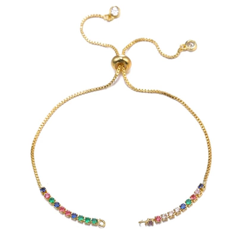 Juya 18K Placcato Oro di Lusso di Base 2 Loop Connettore Catene Cursori Regolabili Per Le Donne FAI DA TE Braccialetti con Ciondoli di Moda Che Fanno