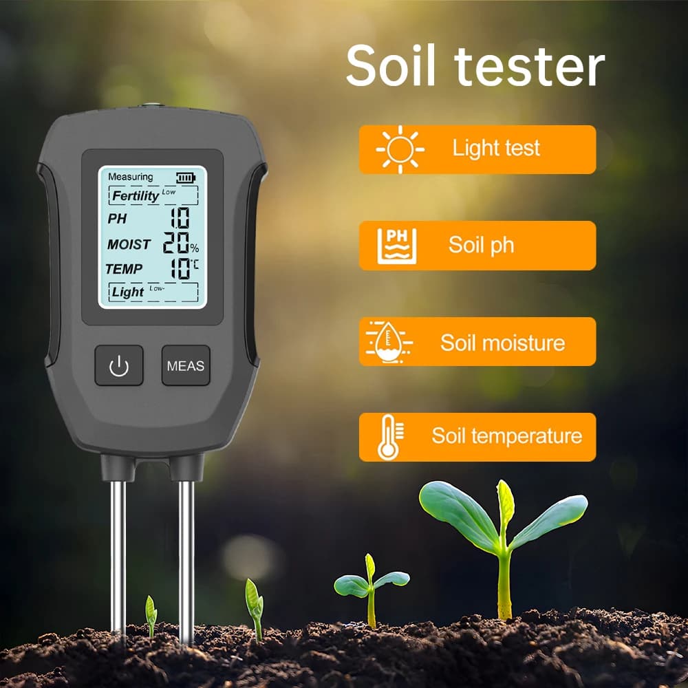 SGS13 Ground Detector 5 in 1 Double Aug LCD Screen High Precision Moisture Meter pH Humidity Temperature Fertility Light Tester