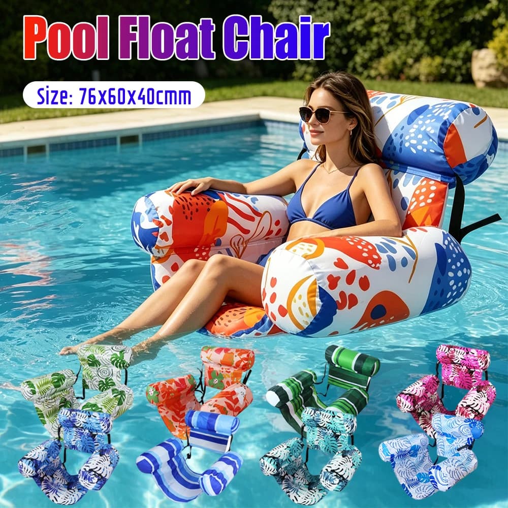 Pool Floats Chairs Inflatable Swimming Pool Lounger with Arm & Backrest Floating Recliner Water Hammock Summer Beach Water Fun
