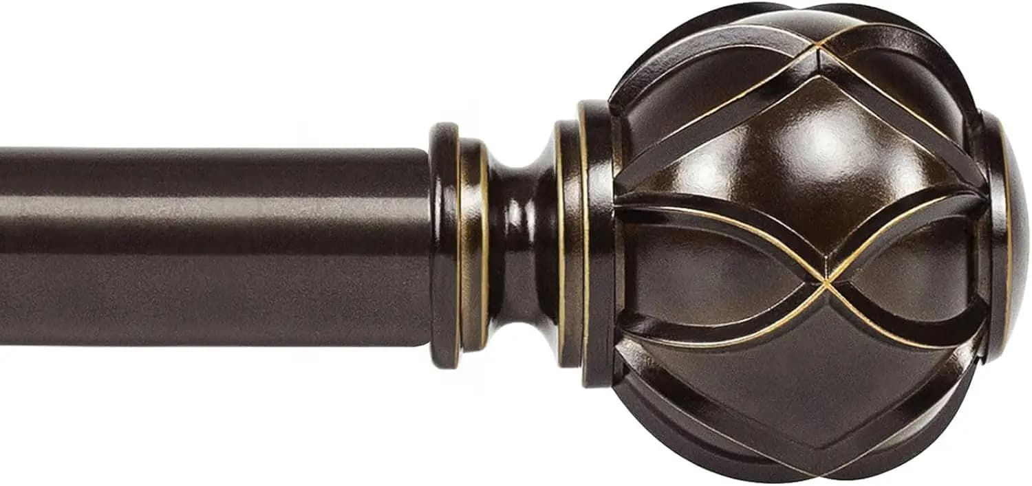 Adjustable Curtain Rods 32-144 Inches, Bronze Robusts with Network Decorative Terminals for Windows