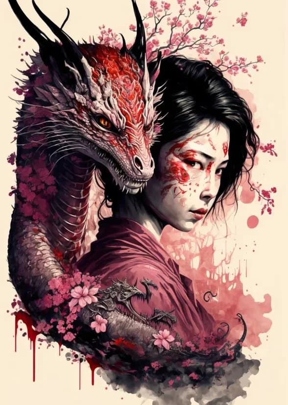 Dragon Woman Kimono Portrait 500/1000/1200/2000 PCS Jigsaw Puzzles Family Activity Games for Gameroom Bedroom Gifts Home Decor
