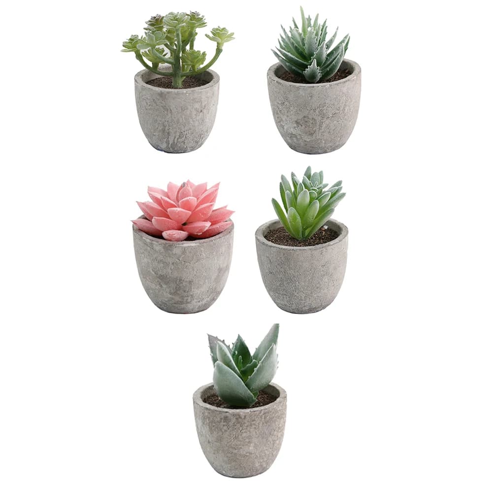 Variegated Simulation Succulent Potted Plant Mini= Artificial Greenery For Home Garden Office Desktop Decoration Low Maintenance