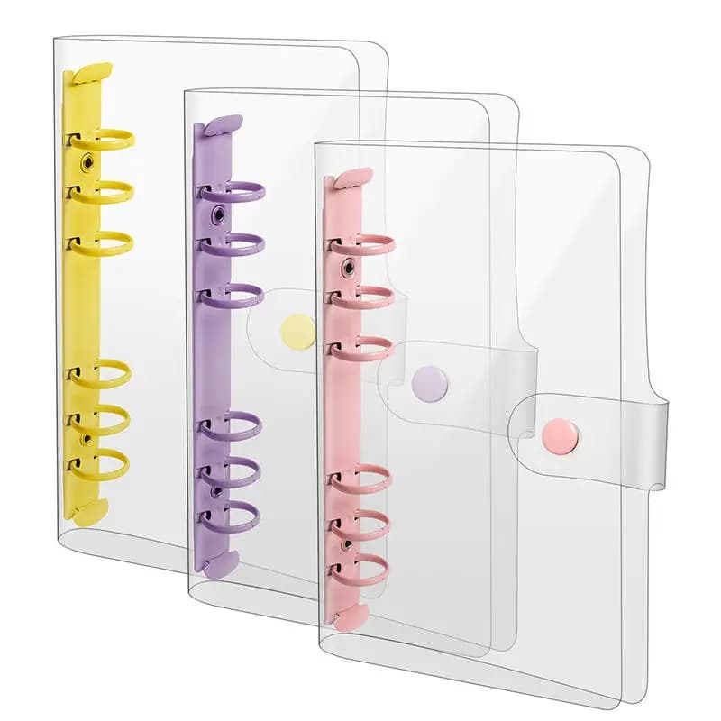 Nuova Copertina per Quaderno A6 in PVC Trasparente Oro Rosa con 6 Fori, Agenda, Diario, Planner, Copertina per Carta, Cancelleria Scolastica