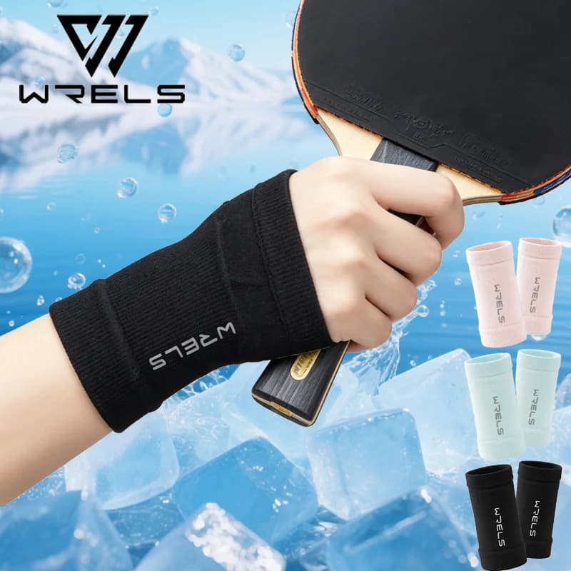 WRELS Fasce da Polso a Compressione, Guanti Mezze Dita con Foro per il Pollice, Fasce da Polso per Palestra, Fitness, Sollevamento Pesi, Fasce Assorbenti