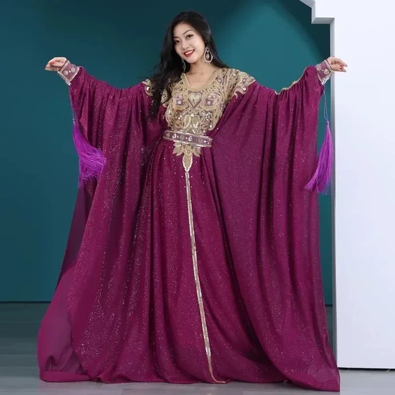 dance costume of the belly perforamnce Persian dress Gulf hair flick khaleegy haligi dresses stage dresses competition