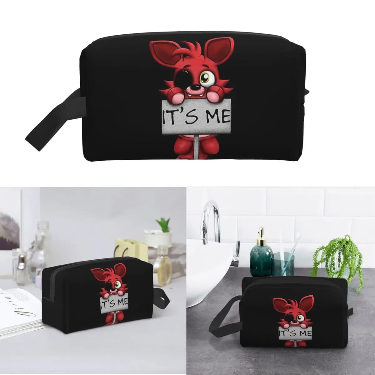 FNAF Plush Foxy Essential Makeup Bag Cosmetic Organizer Storage Dopp Kit Toiletry Cosmetic Bag for Women Beauty Pencil Case