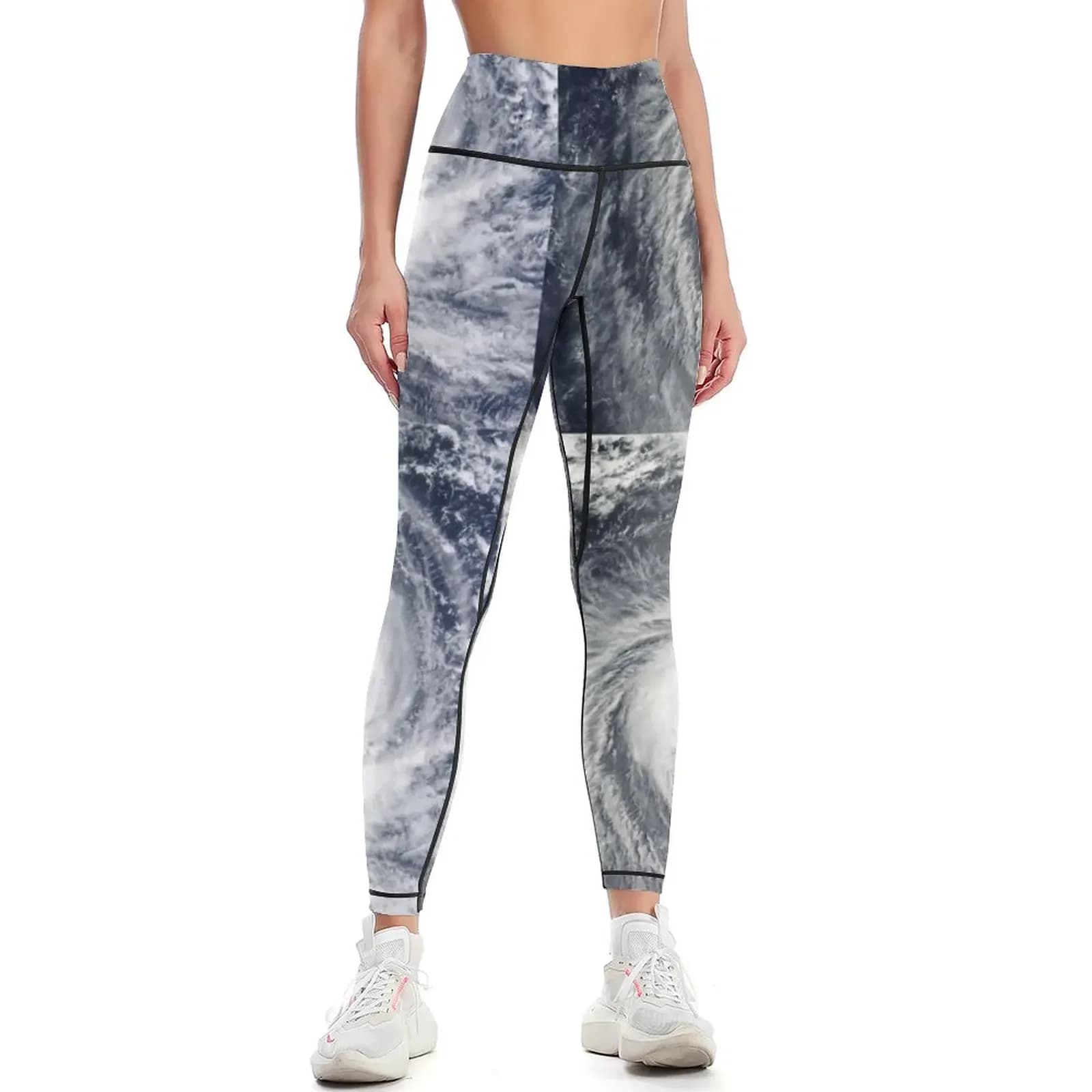 Uragano dallo Spazio, Dio Benedica le Persone, Dorian. Supporto. # Uragano. Leggings sportivi da donna push-up per fitness