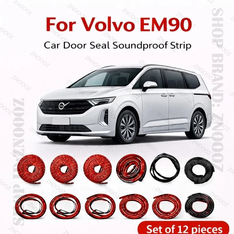 Set di 12 Guarnizioni per Portiere Auto Volvo EM90, Striscia in Gomma a Doppio Strato Insonorizzante, Antipolvere e Impermeabile