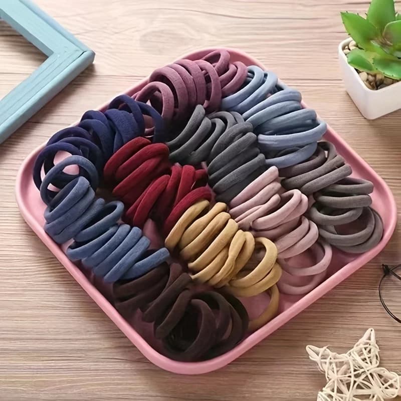 New 50 Pz/set Women Girls Girls Candy Colors Nylon Basic Scrunchie Hair Tie Horsetail Tent Elastics For Hair Accessories For Fashion Hair