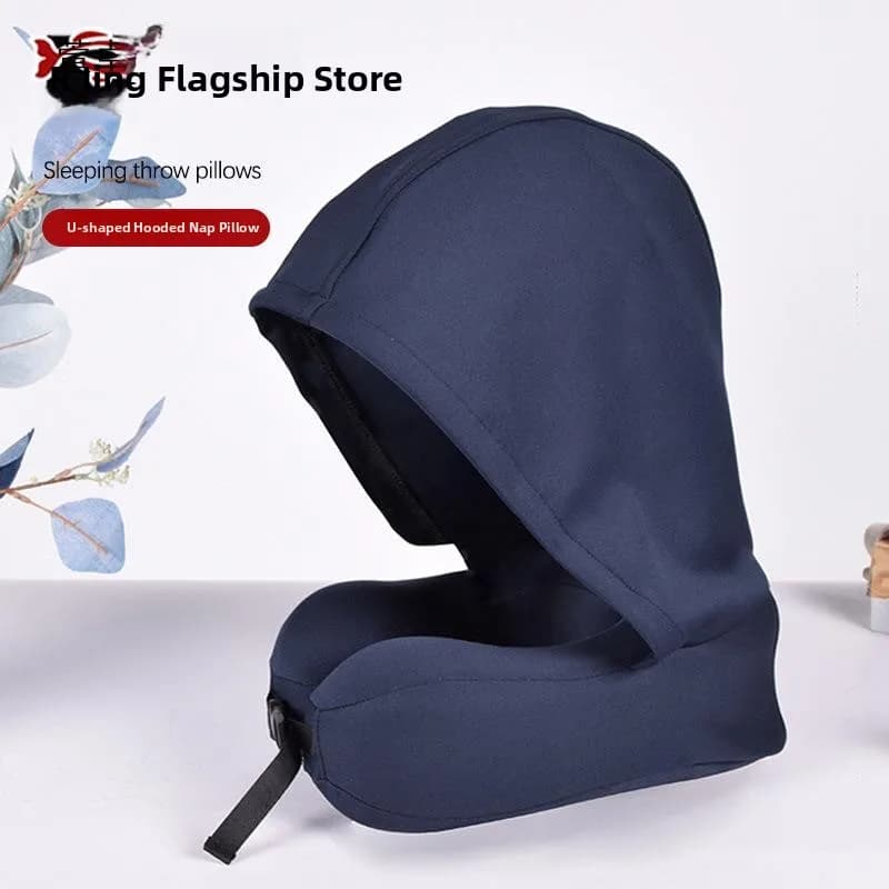 Cuscino da Viaggio a U in Memory Foam con Cappuccio, Supporto per il Collo Portatile Multifunzionale, Poggiatesta per Aereo