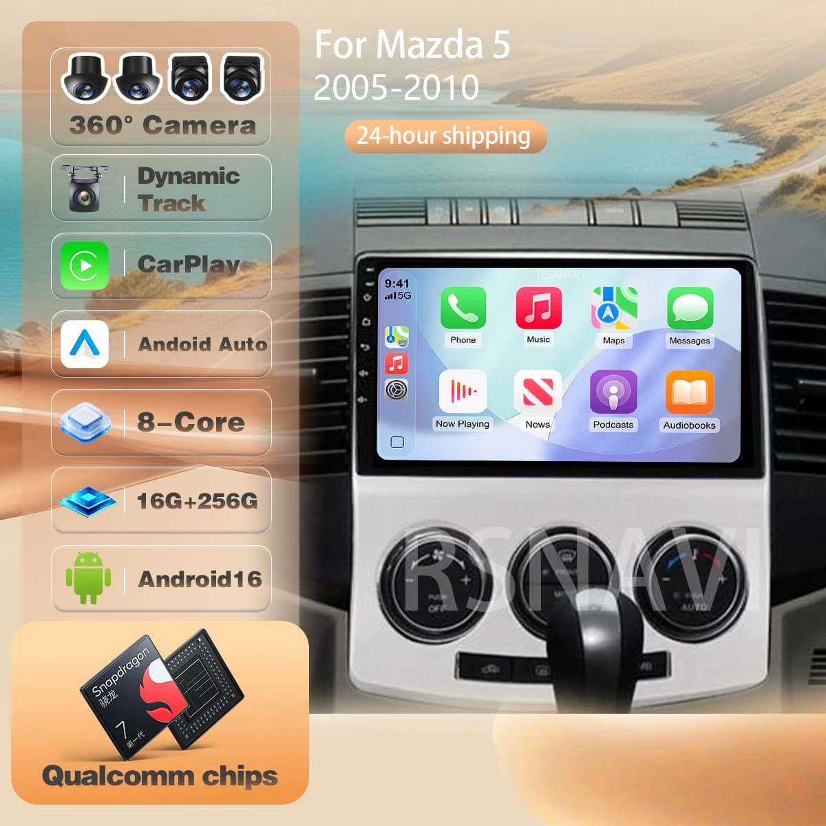 For MAZDA 5 2005 - 2010 wireless Carplay Auto wifi+BT 4G Multimedia Player DSP Autoradio GPS Stereo video Stereo DVD Android 16
