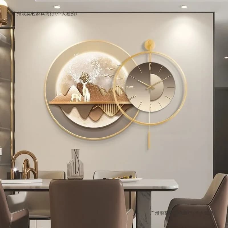 Decorazione Moderna per Ristoranti, Orologio da Parete, Sfondo per Divano in Soggiorno, Murale da Parete, Quadro con Renne