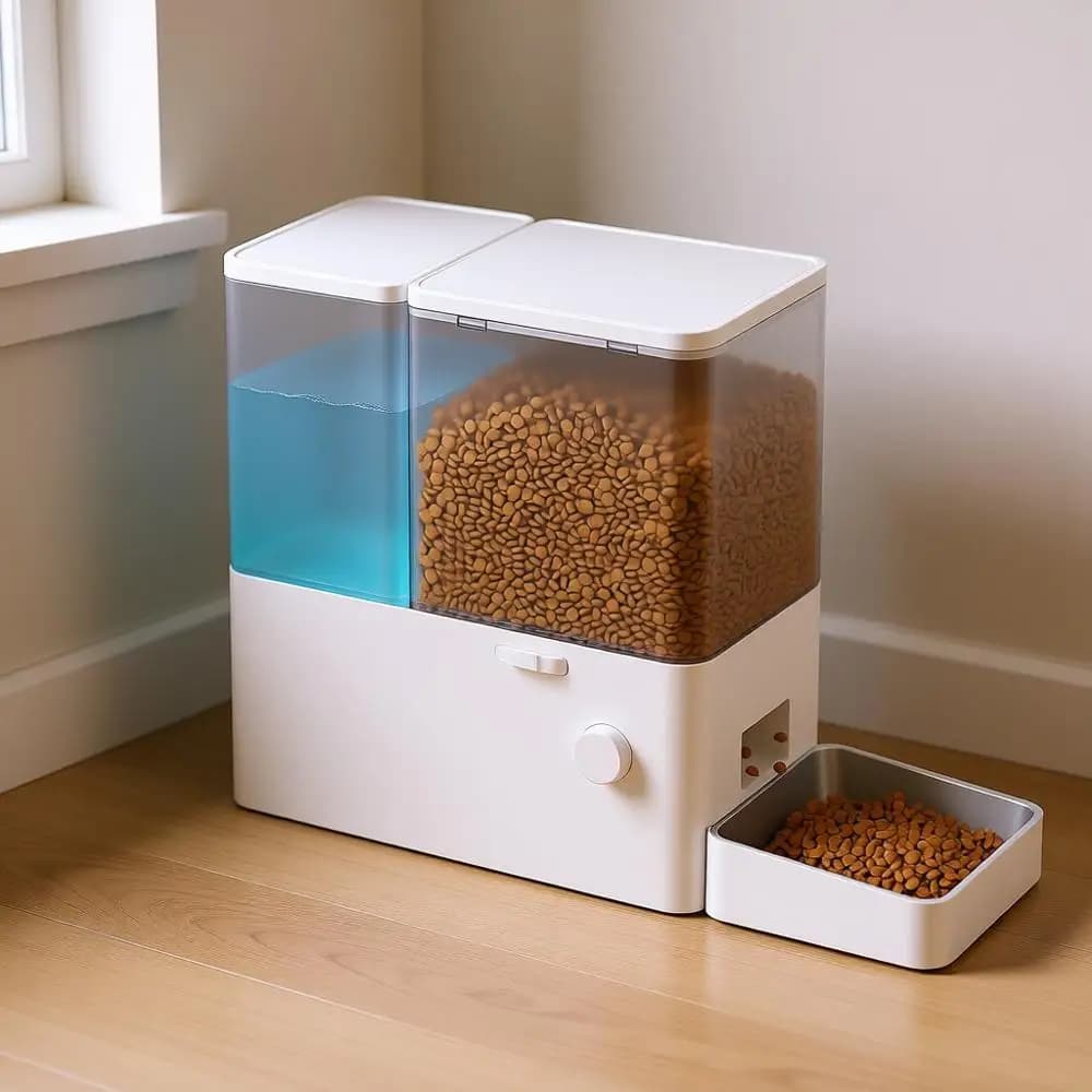 Distributore Automatico di Cibo e Acqua per Gatti, 36 Ciotole/8,5L in Acciaio Inox per Gatti Grandi, Animali Domestici, Cani Piccoli, Cuccioli, Gattini