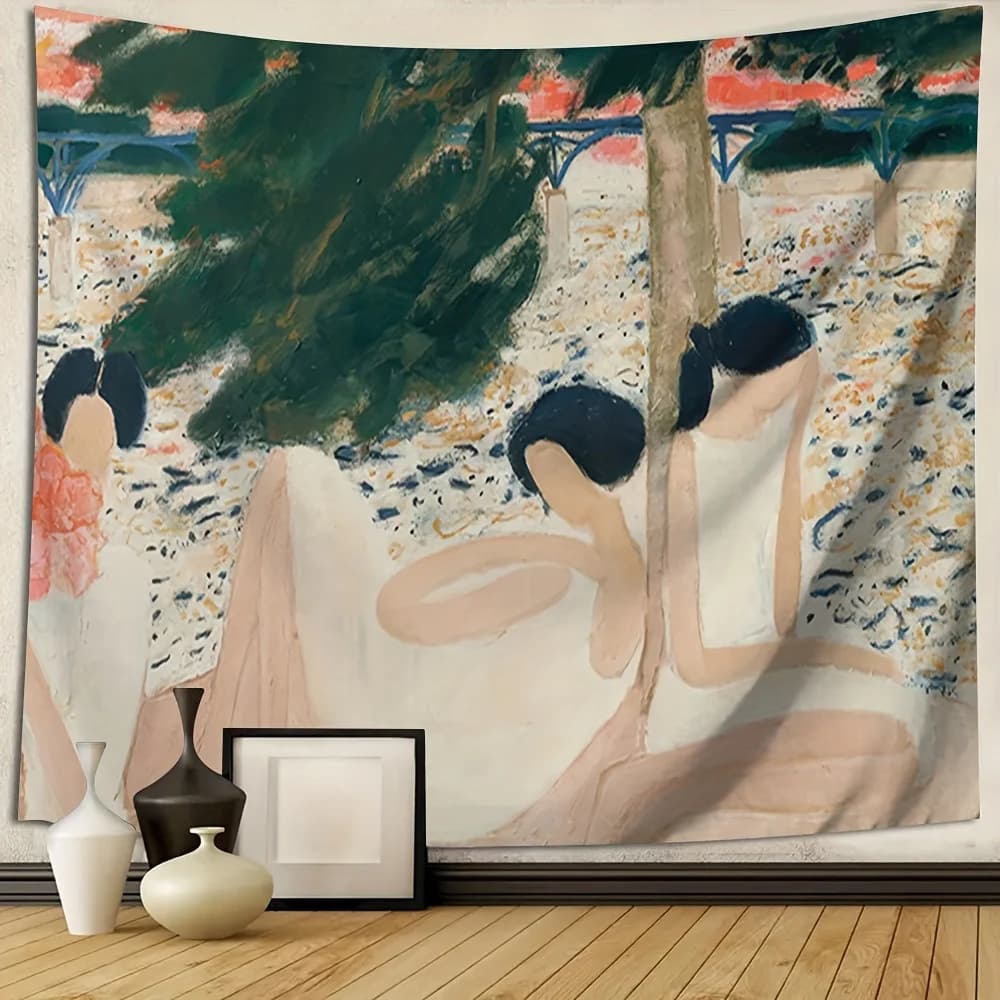 Boho Boho Tapestry Wall Hanging Abstract Art Deco Style Retro Tropical Forest Print Bohemian Living Room Decor for Wall