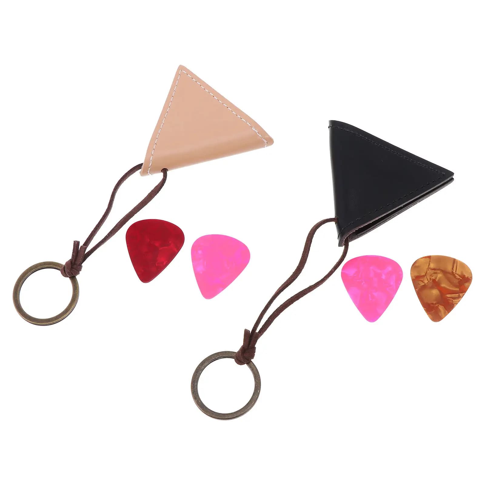 Set di 1 Porta Plettri per Chitarra Durevoli con 4 Plettri Lucidi Gialli e Neri, Accessori Portatili per Chitarra